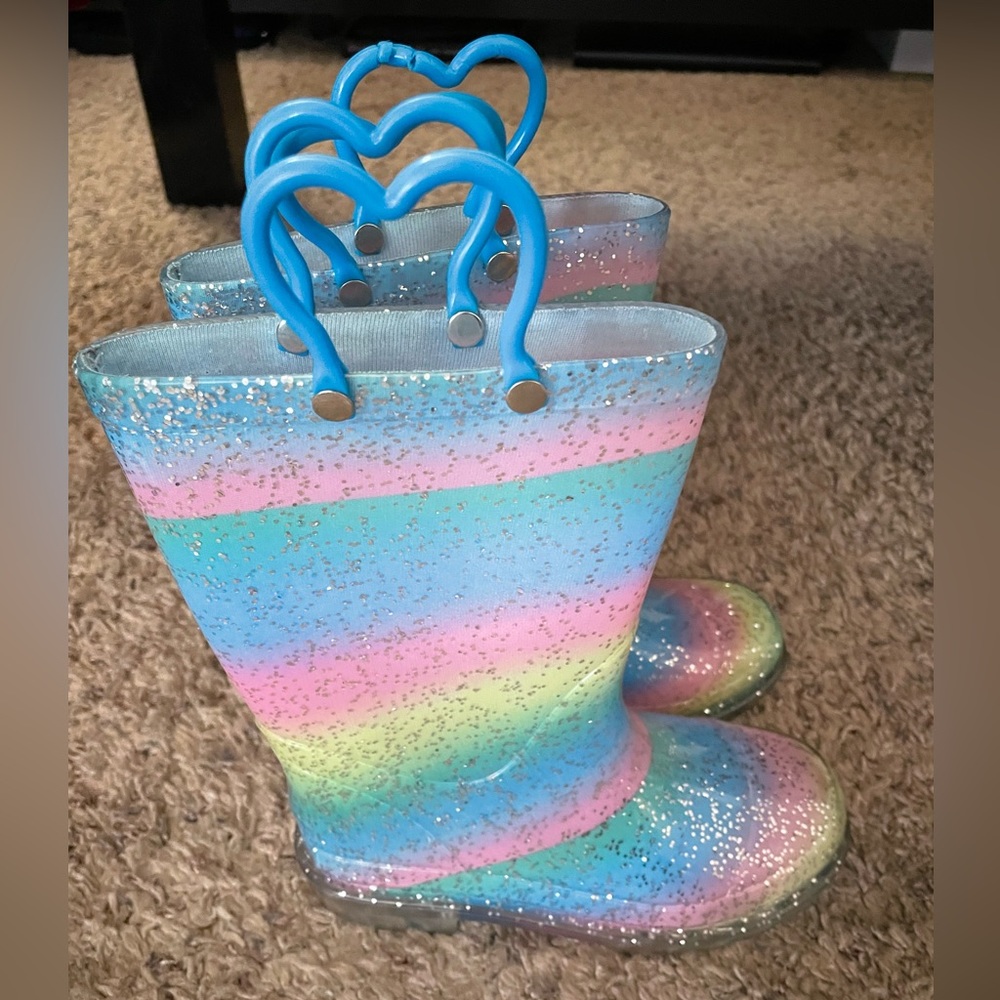 Rainbow glitter light up rainboots